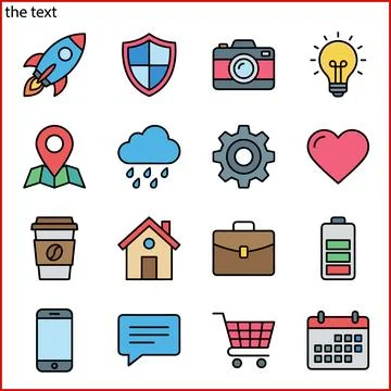 Collection of Flat Design Icons Representing Various Concepts. Stock Illustration