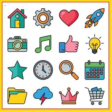 Collection of Flat Design Icons Representing Various Concepts. イラスト素材