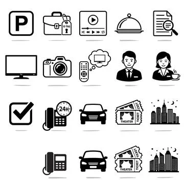 Collection of flat design icons representing services and objects like park.. Stock Illustration