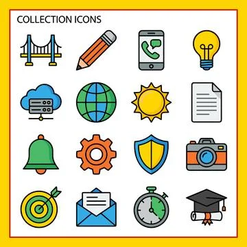 Collection of Flat Design Icons for Web and Mobile Applications. Stock Illustration