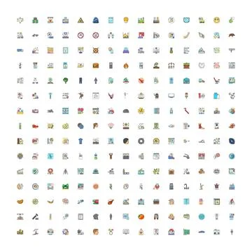 Collection of flat design icons web concepts Ilustración de archivo