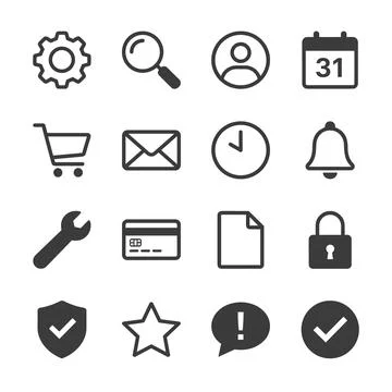 Collection of flat design icons for web and mobile applications, including .. Stock Illustration