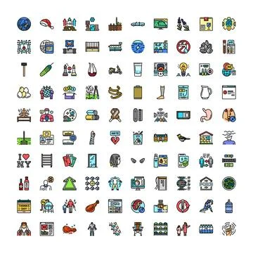 Collection of flat design outline vector icons Illustrazione stock