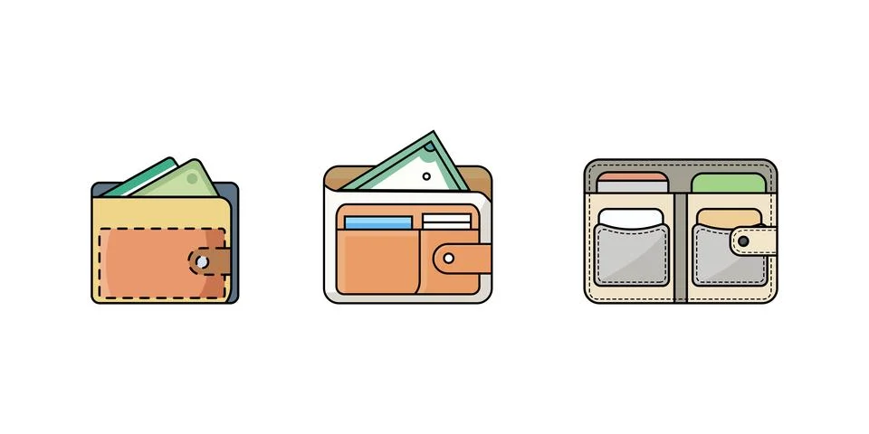 Collection of flat design payment wallet icons Stock Illustration