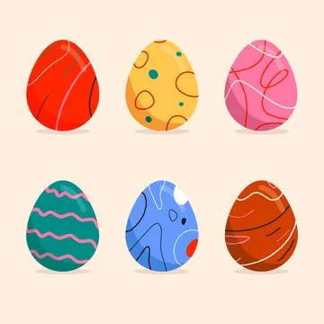 Collection of flat easter day eggs Stock Illustration