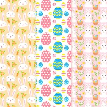 Collection of flat easter day patterns Illustrazione stock