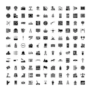 Collection of flat glyph web and interface icons イラスト素材
