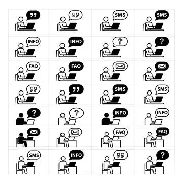 Collection of flat icons representing customer support, communication, and .. Stock-Illustration