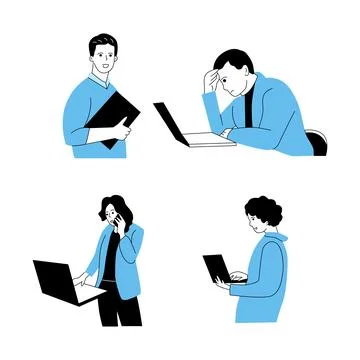 Collection of flat illustrations of office people Stock Illustration