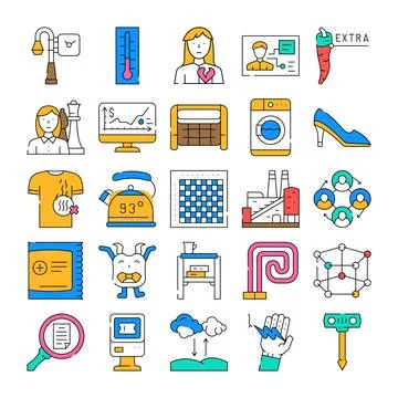 Collection of flat line icons presenting diverse concepts 스톡 일러스트