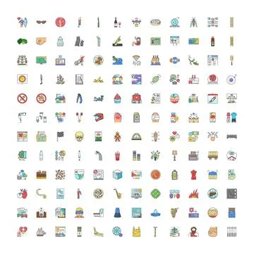 Collection of flat line icons for web and mobile Illustrazione stock