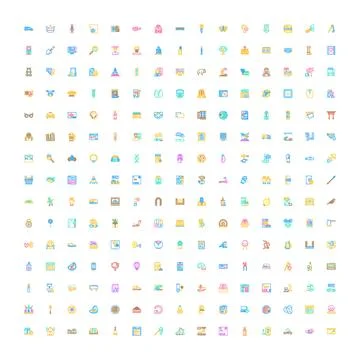 Collection of flat line miscellaneous vector icons Stock Illustration