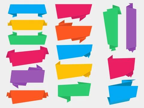 Collection of Flat Origami Vector Banners Stock Illustration