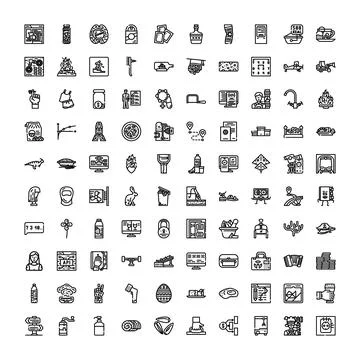 Collection of flat outline vector icons design 스톡 일러스트