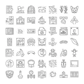 Collection of flat outline web line icons Stockillustratie