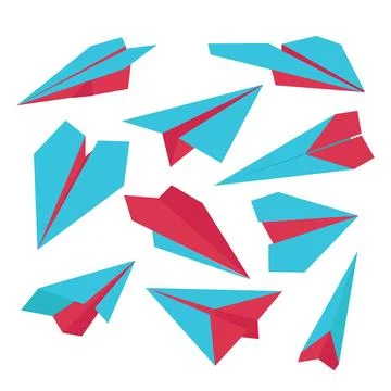 Collection of Flat Paper Plane Stock Illustration