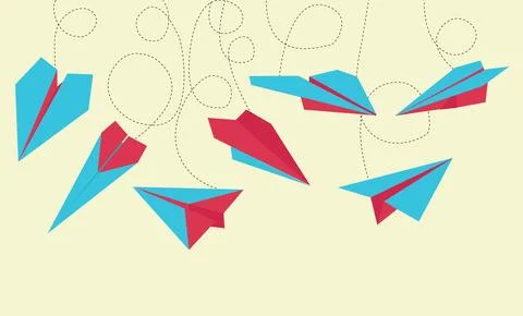 Collection of Flat Paper Planes Stock Illustration