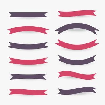 Collection of flat ribbons in various styles Stock Illustration
