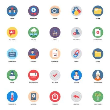 Collection Of Flat Rounded Icons Pack Illustrazione stock