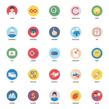 Collection of Flat Sign Buttons Pack Stock Illustration