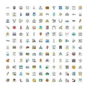 Collection of flat style vector icons on white イラスト素材