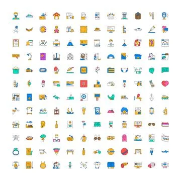 Collection of flat thin line web business icons 스톡 일러스트