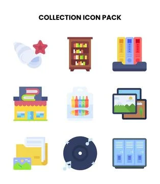 Collection Flat UI Icons Pack 库存插图