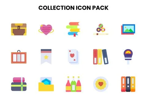 Collection Flat UI Icons Pack 库存插图