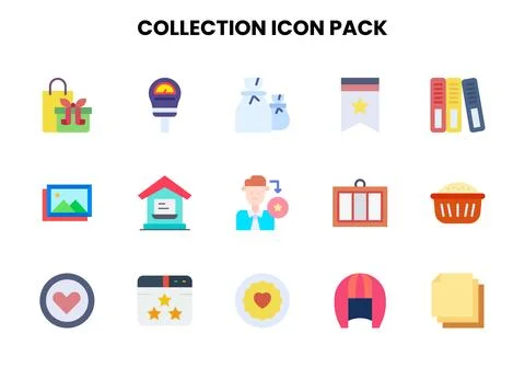 Collection Flat UI Icons Pack Stock Illustration