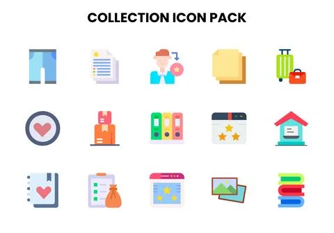 Collection Flat UI Icons Pack Stock Illustration