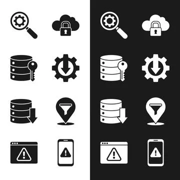 Collection of flat vector icons representing database security, cloud stora.. イラスト素材