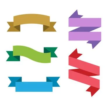 Collection of flat vector ribbon labels Stock Illustration