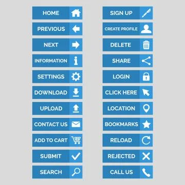 Collection of flat web buttons. Stock Illustration
