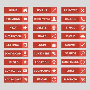 Collection of flat web buttons. Stock Illustration