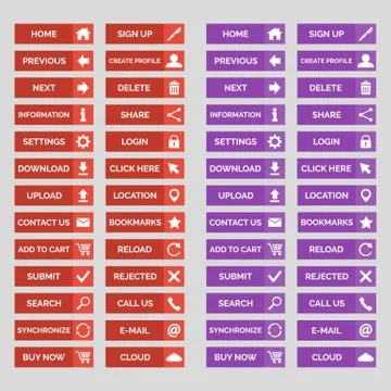 Collection of flat web buttons. Stock Illustration