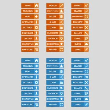 Collection of flat web buttons. Stock Illustration