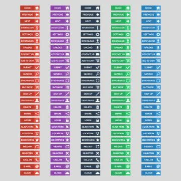 Collection of flat web buttons. Stock Illustration