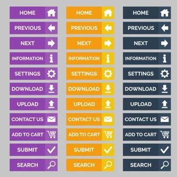 Collection of flat web buttons. Stock Illustration