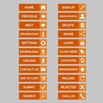 Collection of flat web buttons. Stock Illustration