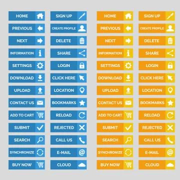 Collection of flat web buttons. Stock Illustration