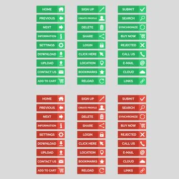 Collection of flat web buttons. Stock Illustration