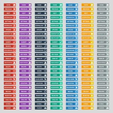 Collection of flat web buttons. Stock Illustration