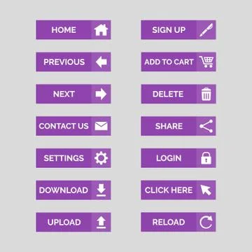 Collection of flat web buttons. Stock Illustration