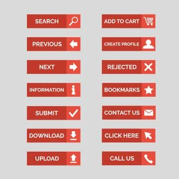 Collection of flat web buttons. Stock Illustration