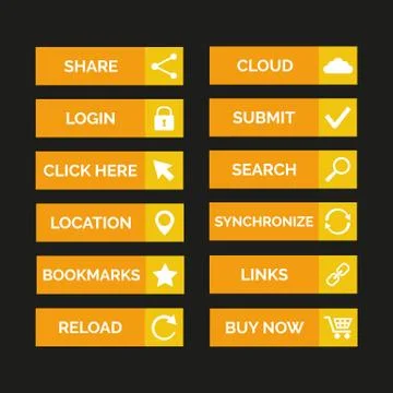 Collection of flat web buttons. Stock Illustration