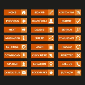 Collection of flat web buttons. Stock Illustration