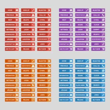 Collection of flat web buttons. Stock Illustration