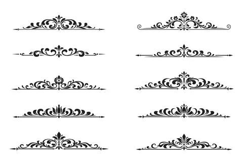 A collection of floral dividers elements for design monograms, invitations Stock Illustration