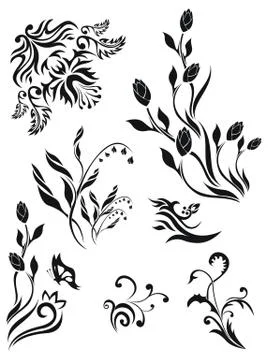 Collection of floral patterns, vector element for your design Stock Illustration