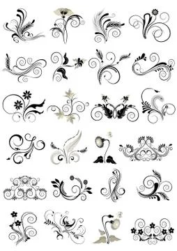 Collection flourishes patterns for design Stock Illustration
